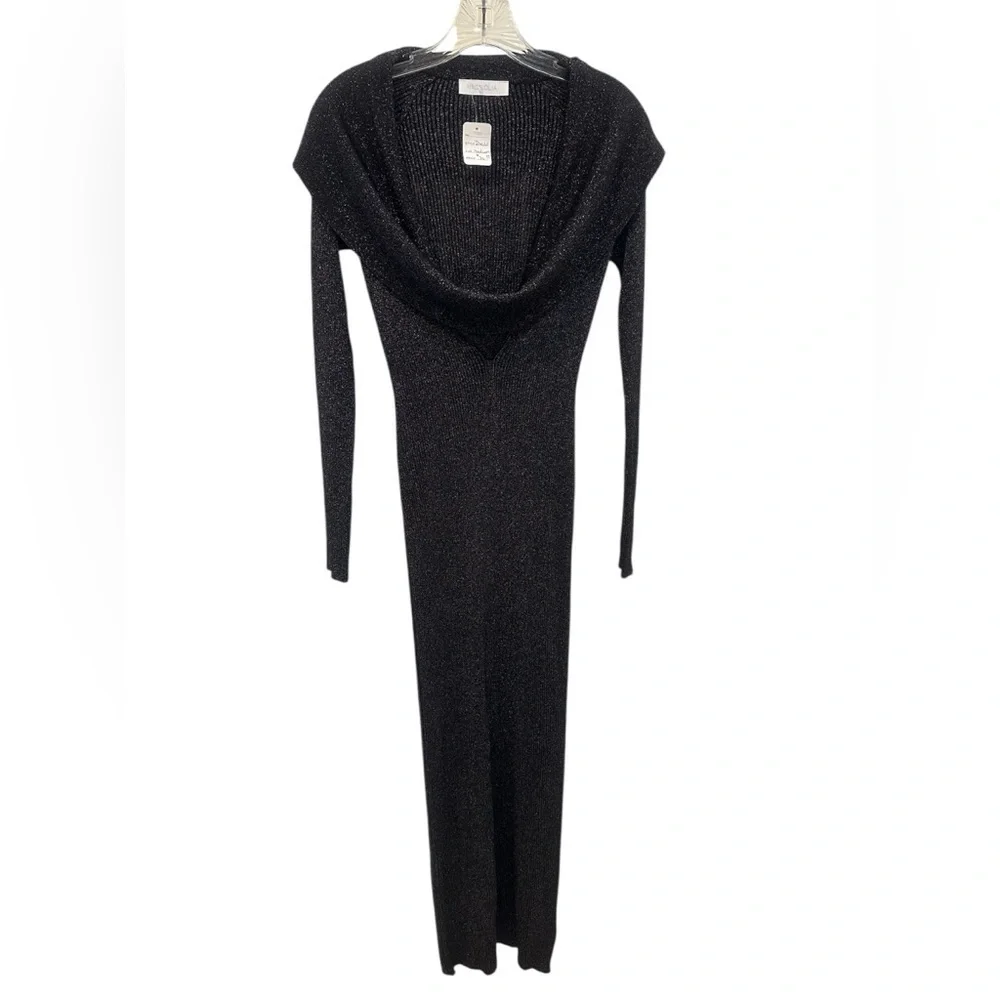 MAGNOLIA MAXI Women’s Black Sparkle Plunging Neckline Dress Size S NWT - Picture 3 of 9